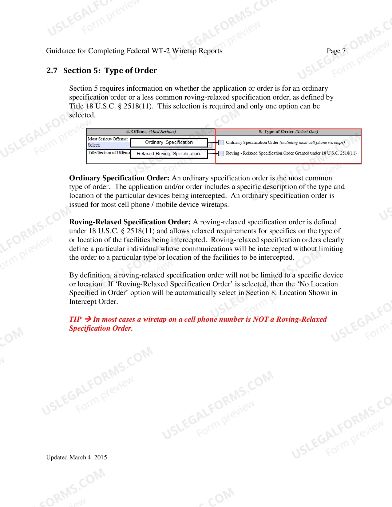 Preview Instructions for Report of Application and/or Order Authorizing Interception of Communications (Federal)