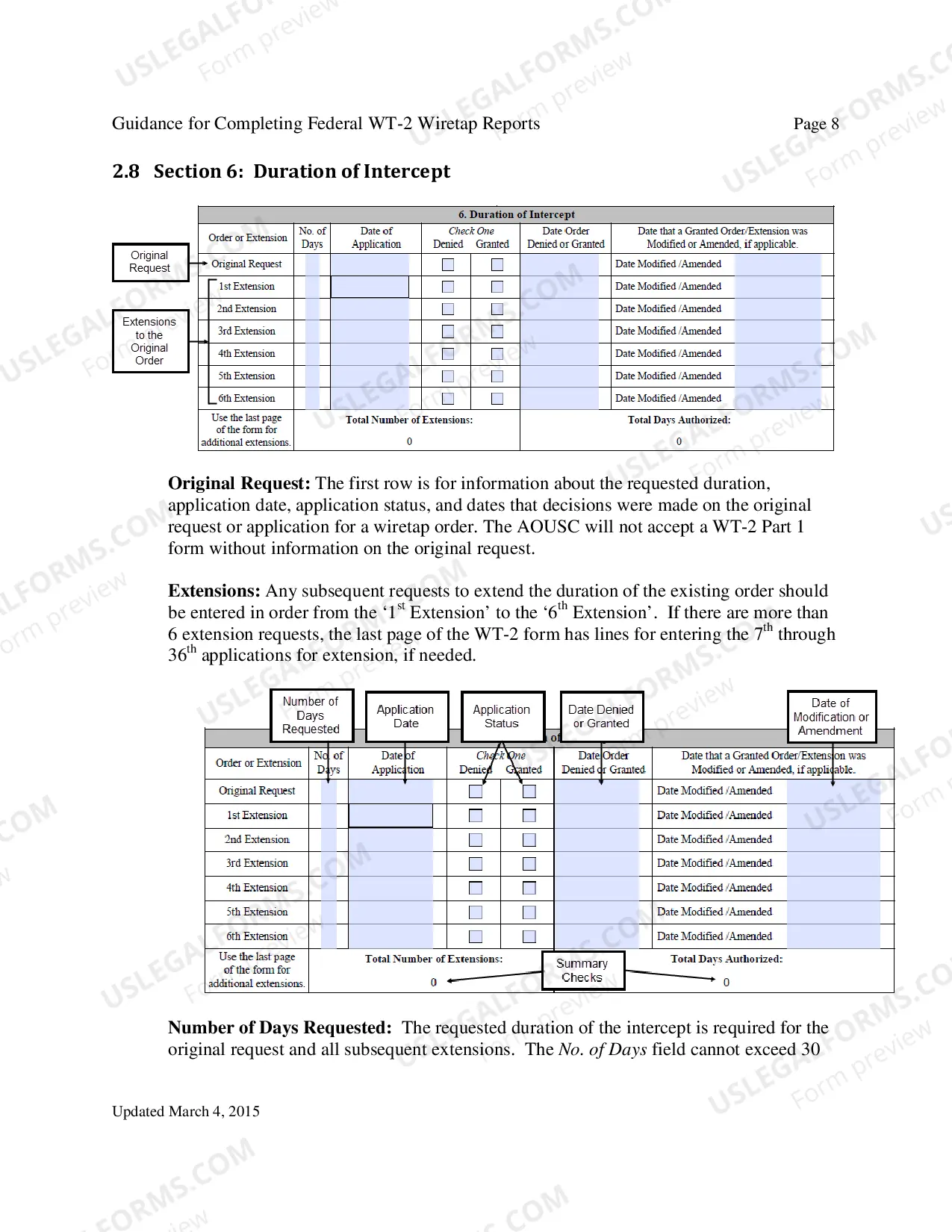 Preview Instructions for Report of Application and/or Order Authorizing Interception of Communications (Federal)