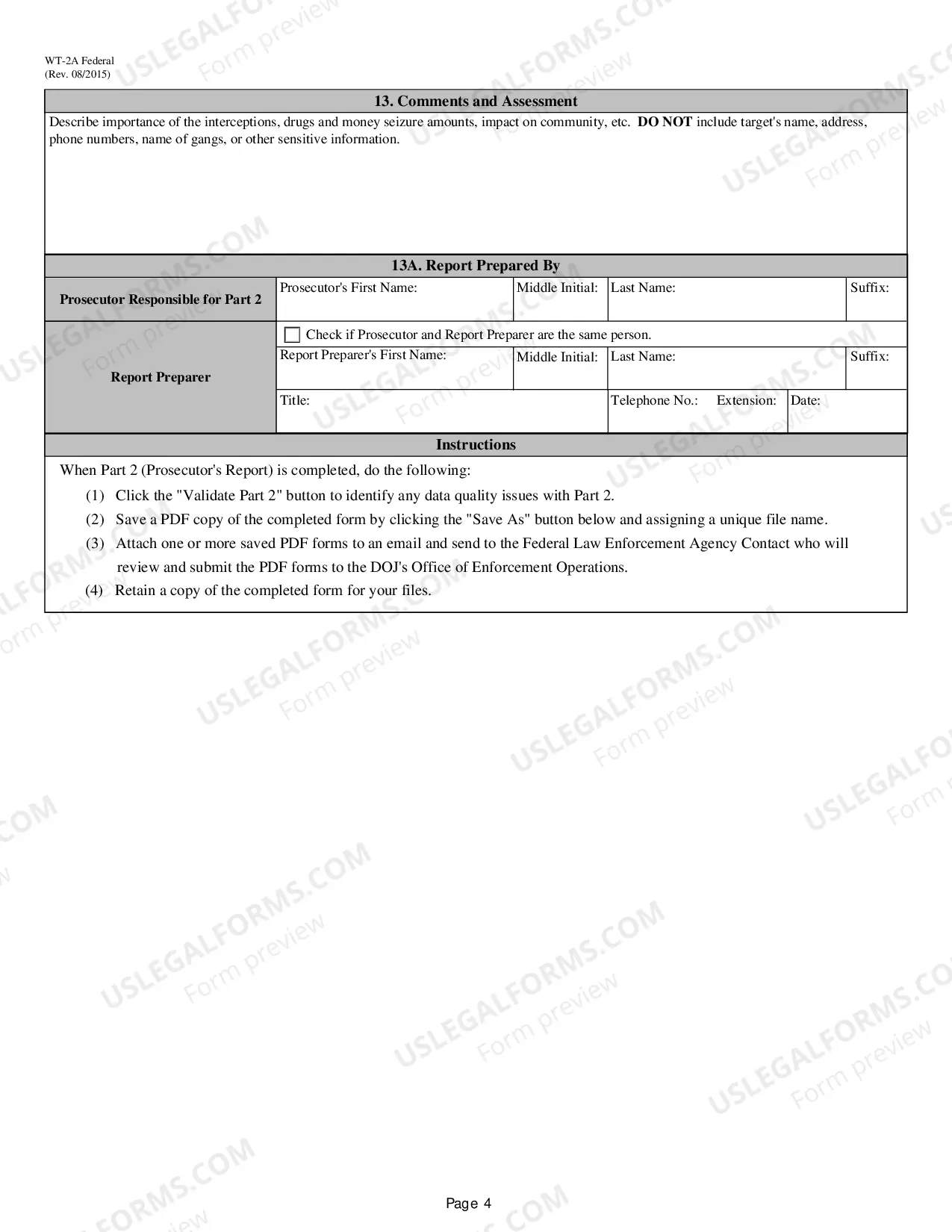 Preview Report of Application and/or Order Authorizing Interception of Communications (Federal)