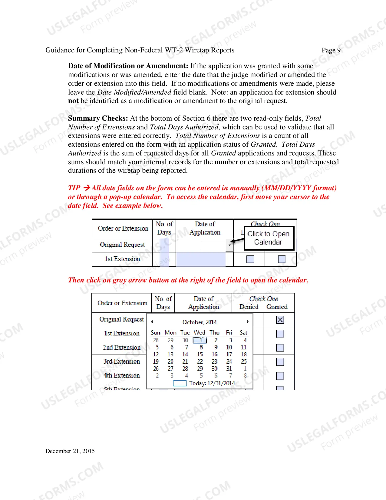 Preview Instructions for Report of Application and/or Order Authorizing Interception of Communications (State/County/Local)