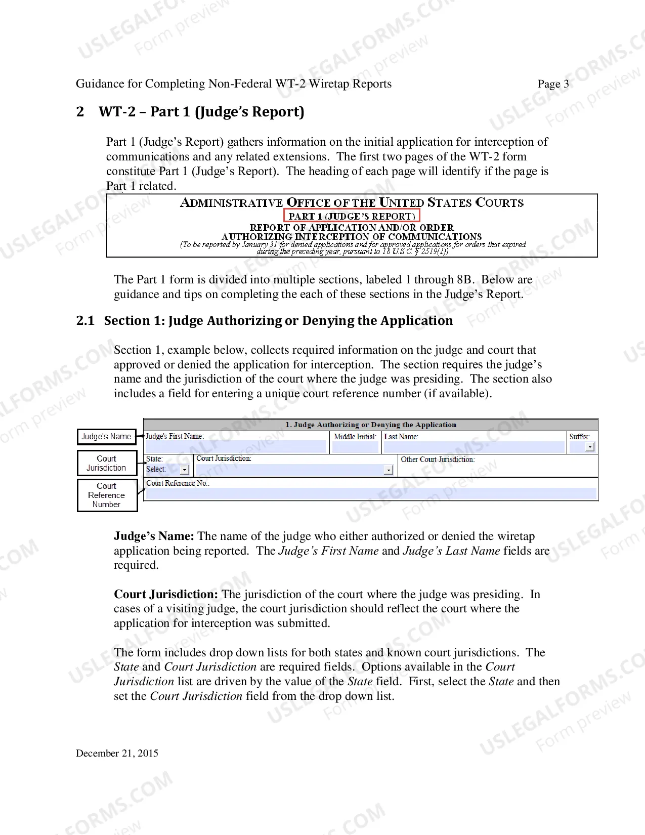 Preview Instructions for Report of Application and/or Order Authorizing Interception of Communications (State/County/Local)