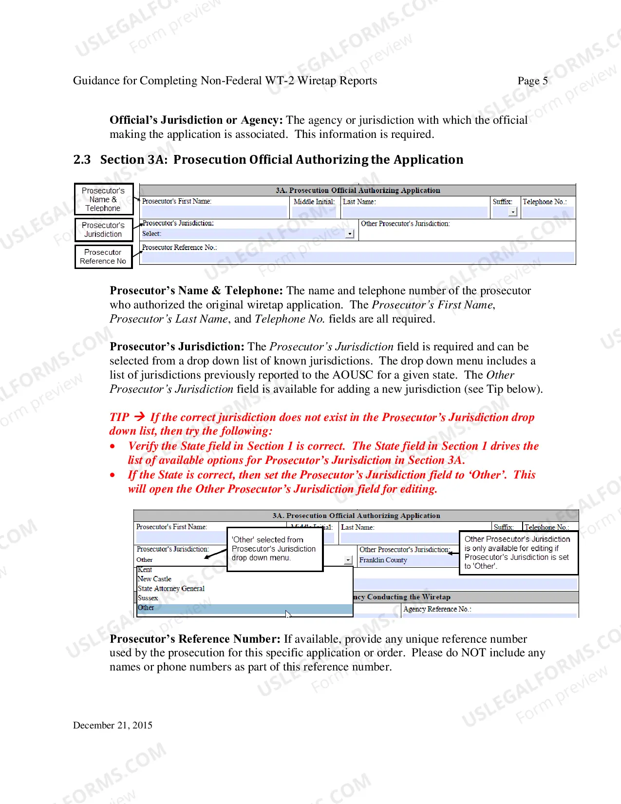 Preview Instructions for Report of Application and/or Order Authorizing Interception of Communications (State/County/Local)