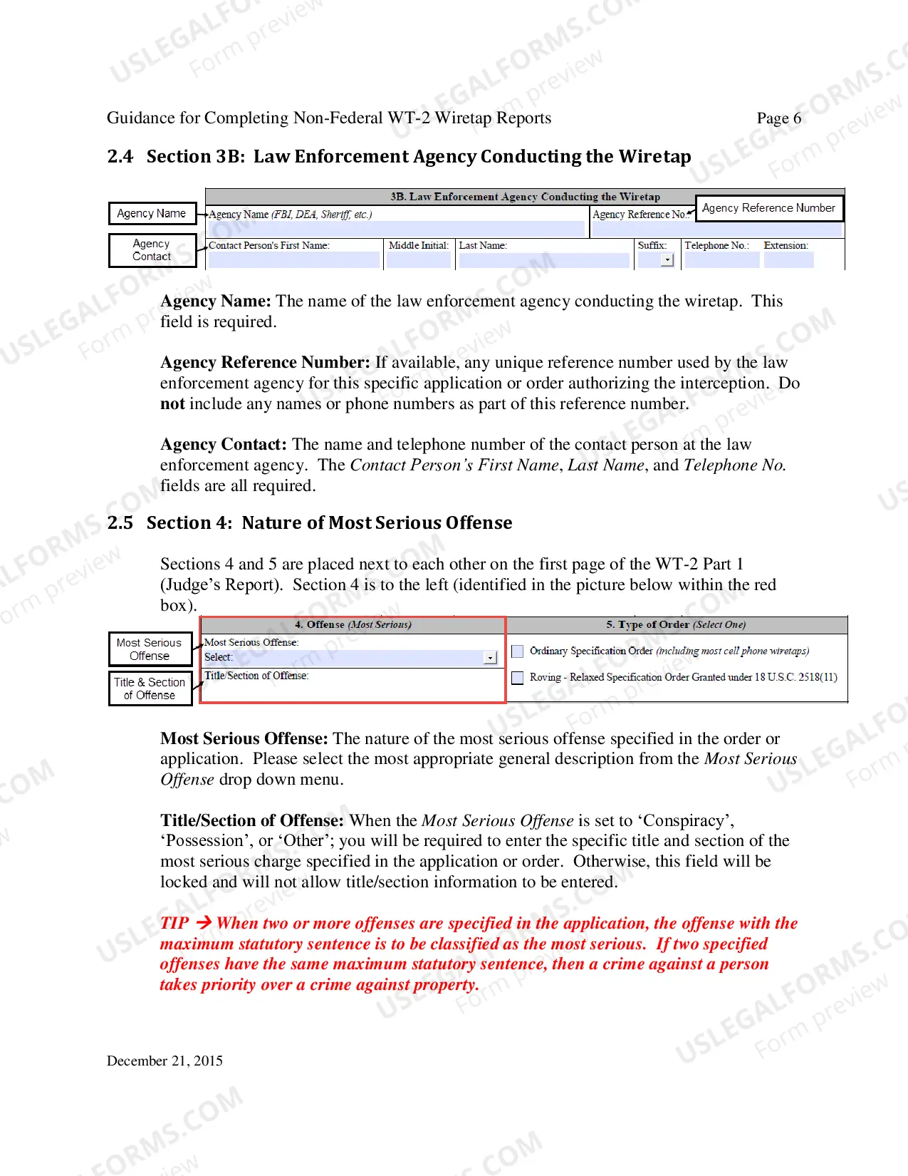 Preview Instructions for Report of Application and/or Order Authorizing Interception of Communications (State/County/Local)
