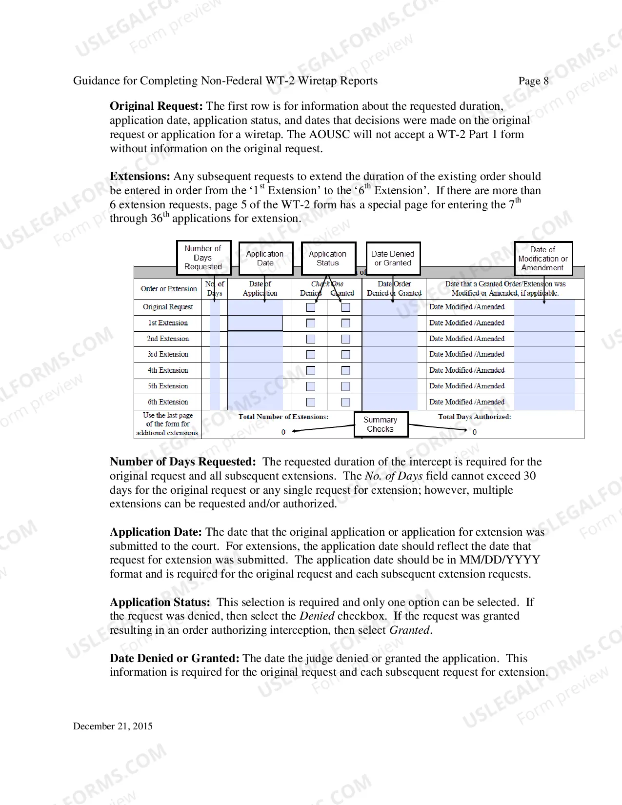 Preview Instructions for Report of Application and/or Order Authorizing Interception of Communications (State/County/Local)