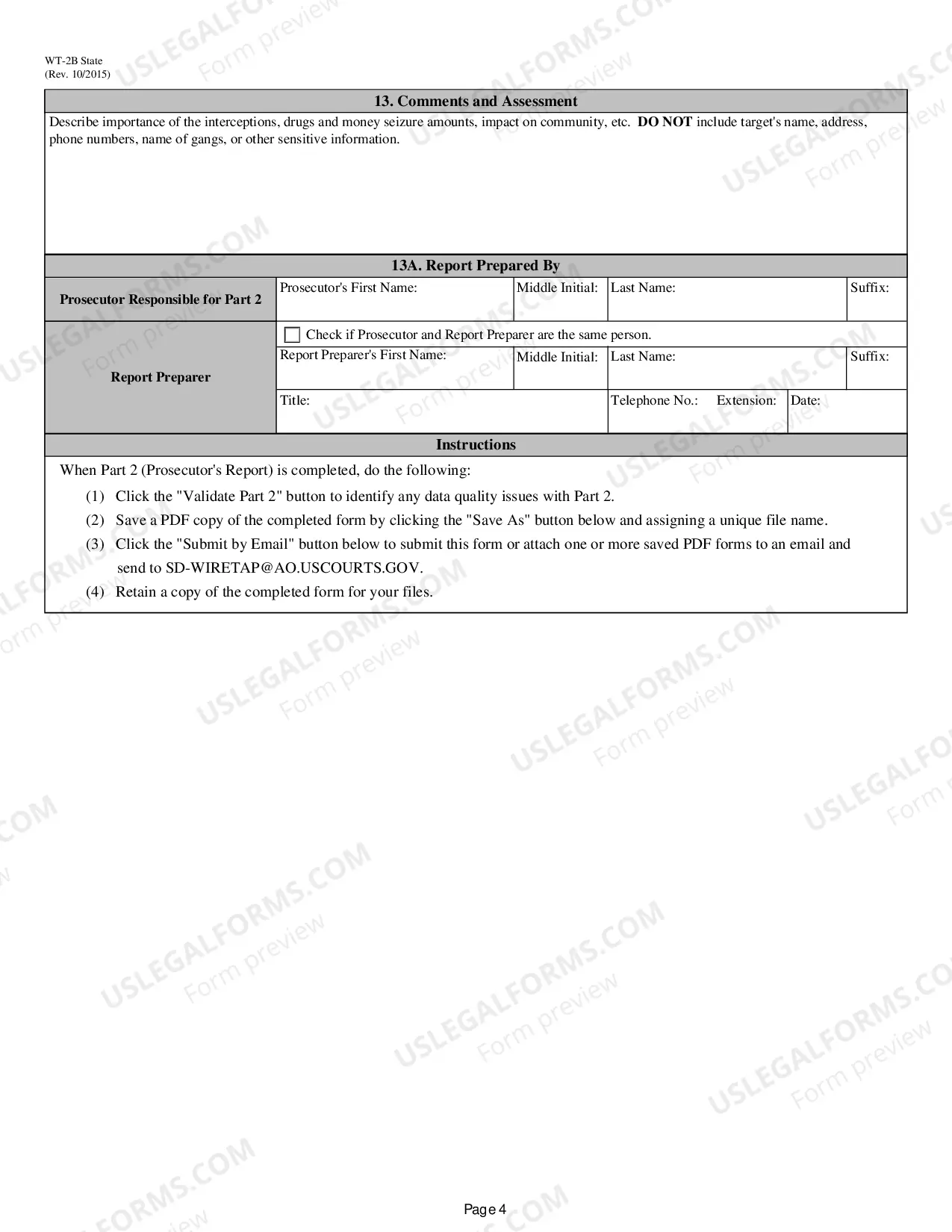 Preview Report of Application and/or Order Authorizing Interception of Communications (State/County/Local)