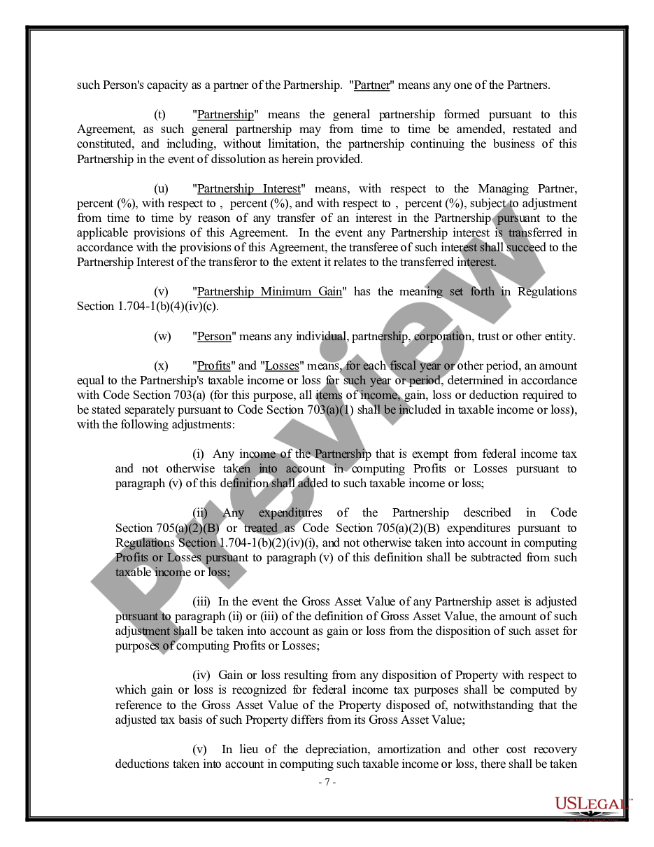 page 6 Real Estate General Partnership Agreement preview