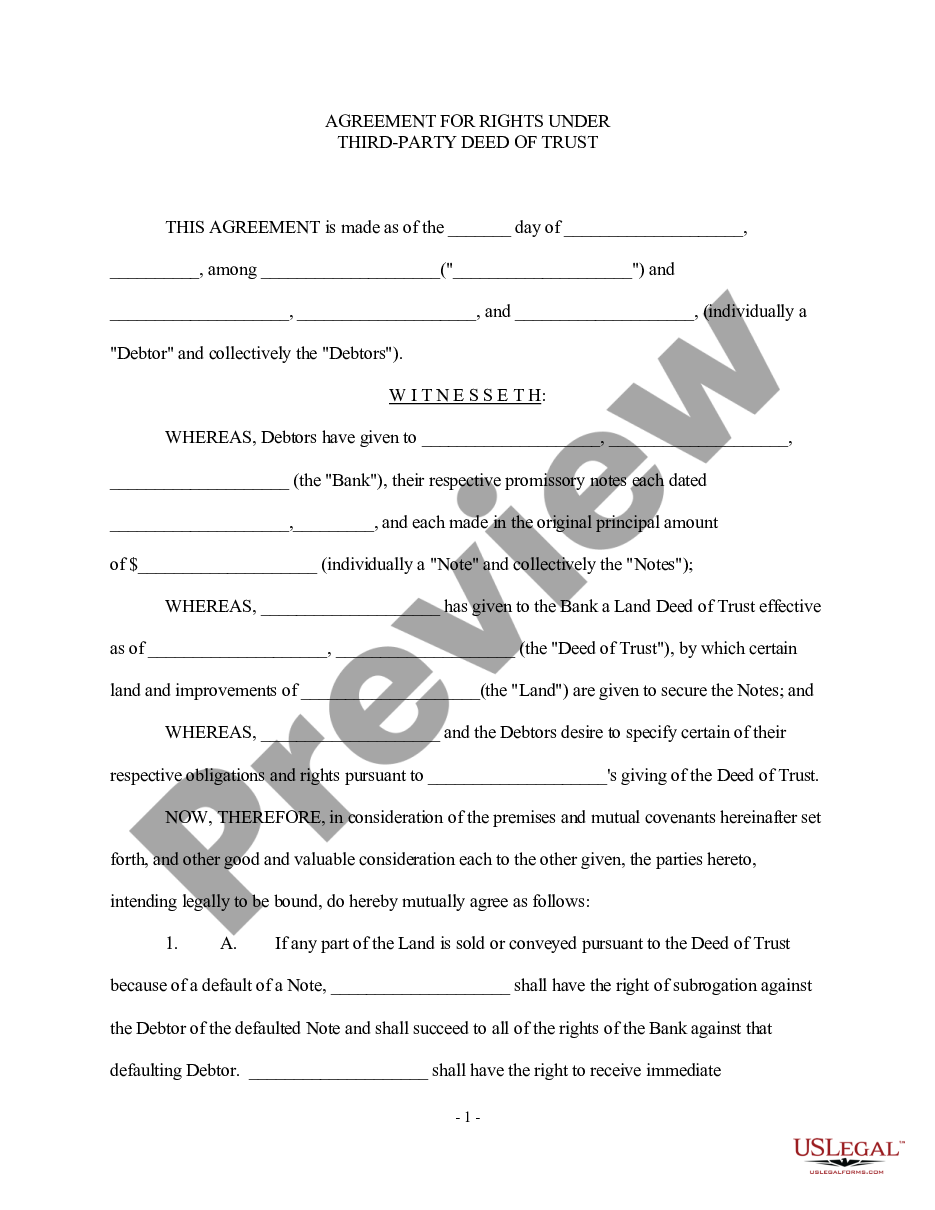 page 0 Agreement for Rights under Third Party Deed of Trust preview