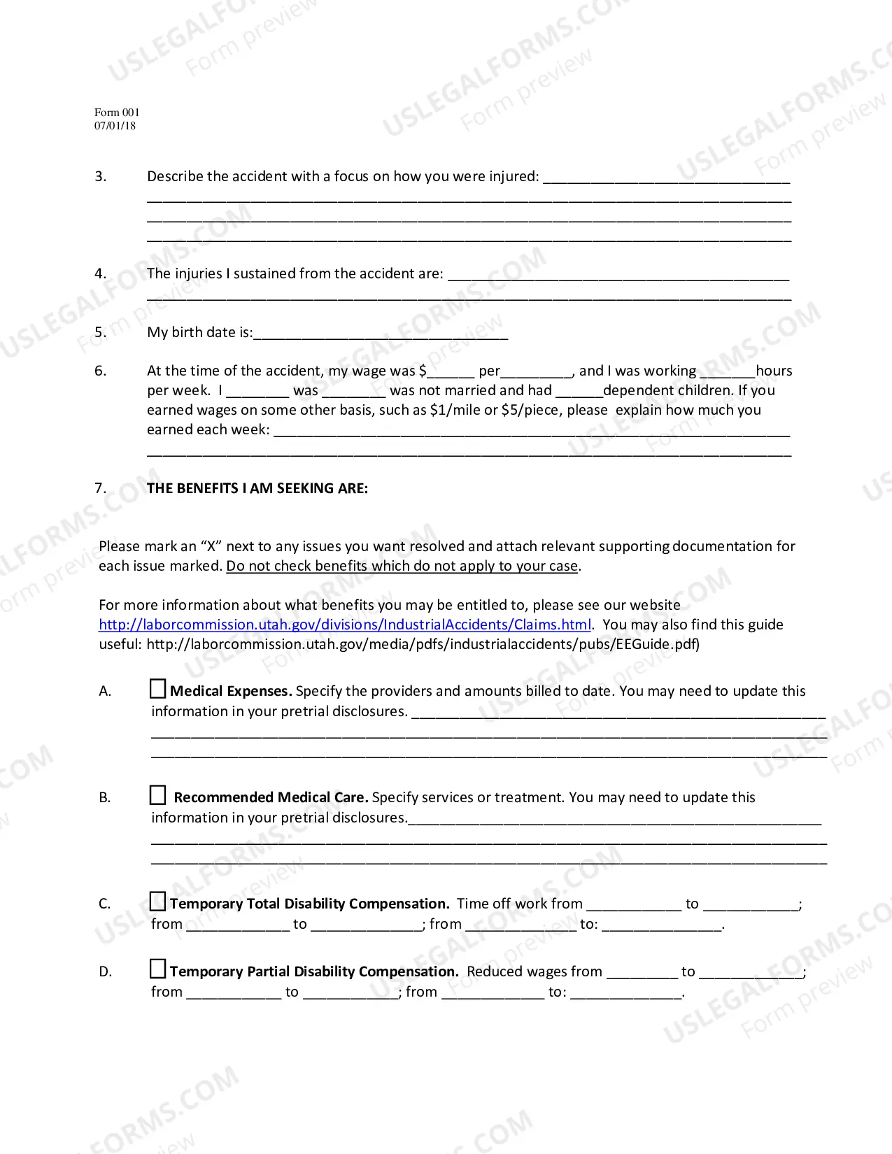 Preview Workers Compensation Application for Hearing