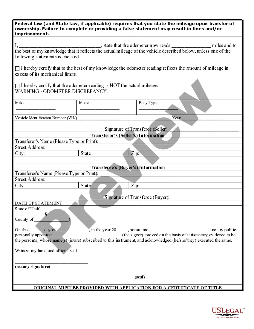 Get Bill of Sale of Automobile and Odometer Statement for As-Is Sale Preview Bill of Sale of Automobile and Odometer Statement for As-Is Sale