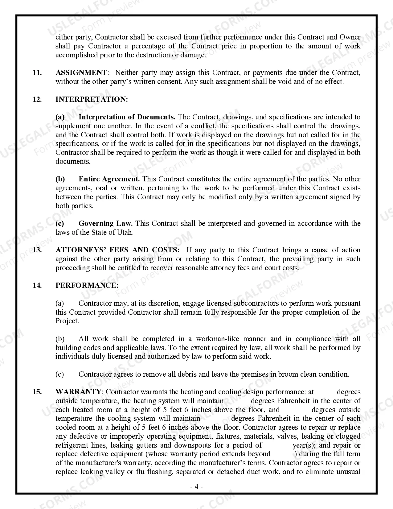 Preview HVAC Contract for Contractor