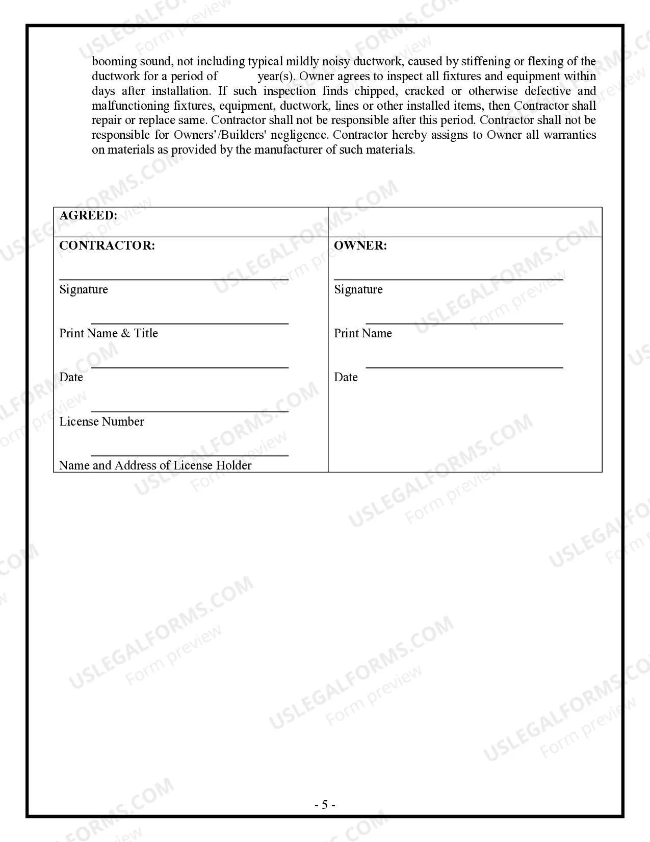 Preview HVAC Contract for Contractor