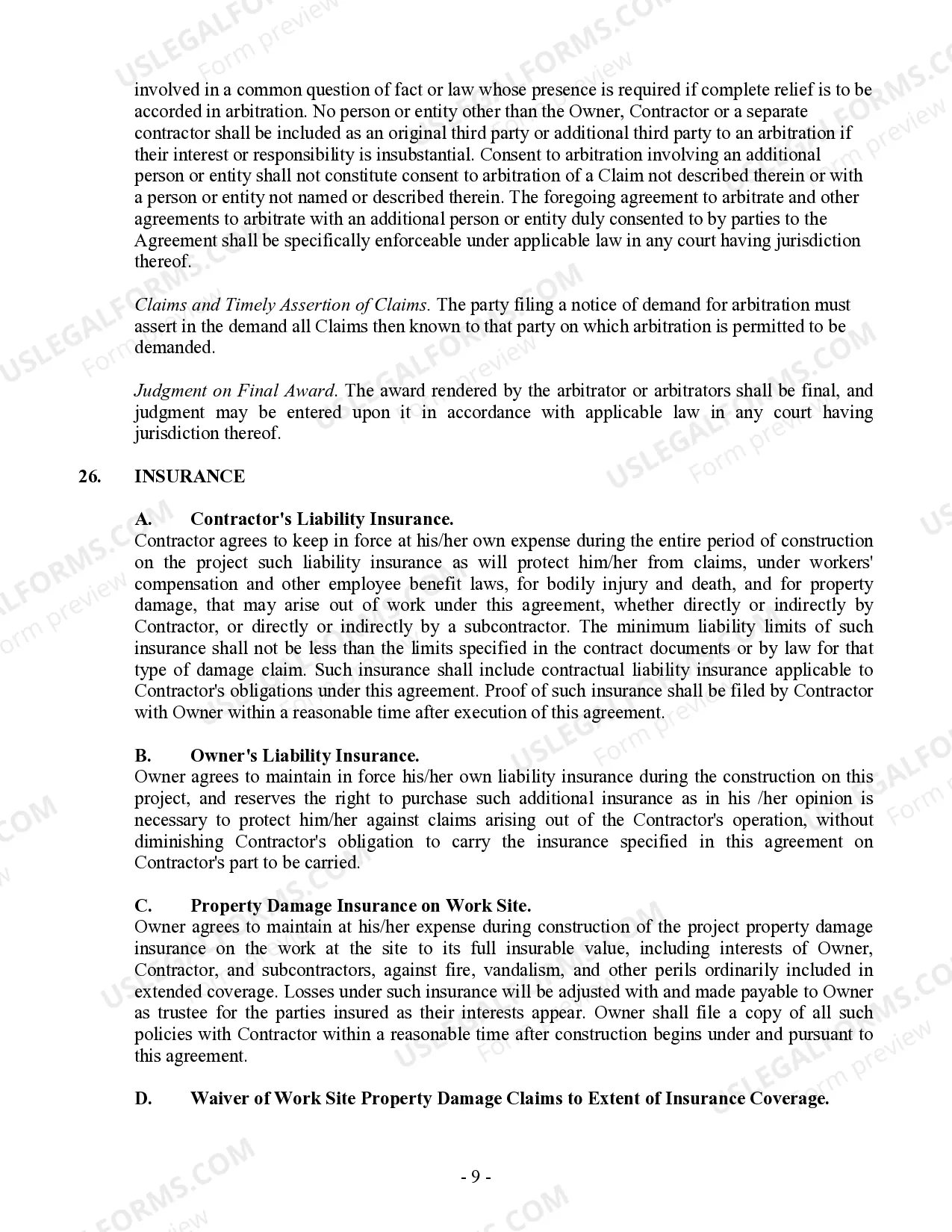 Preview Commercial Contract for Contractor