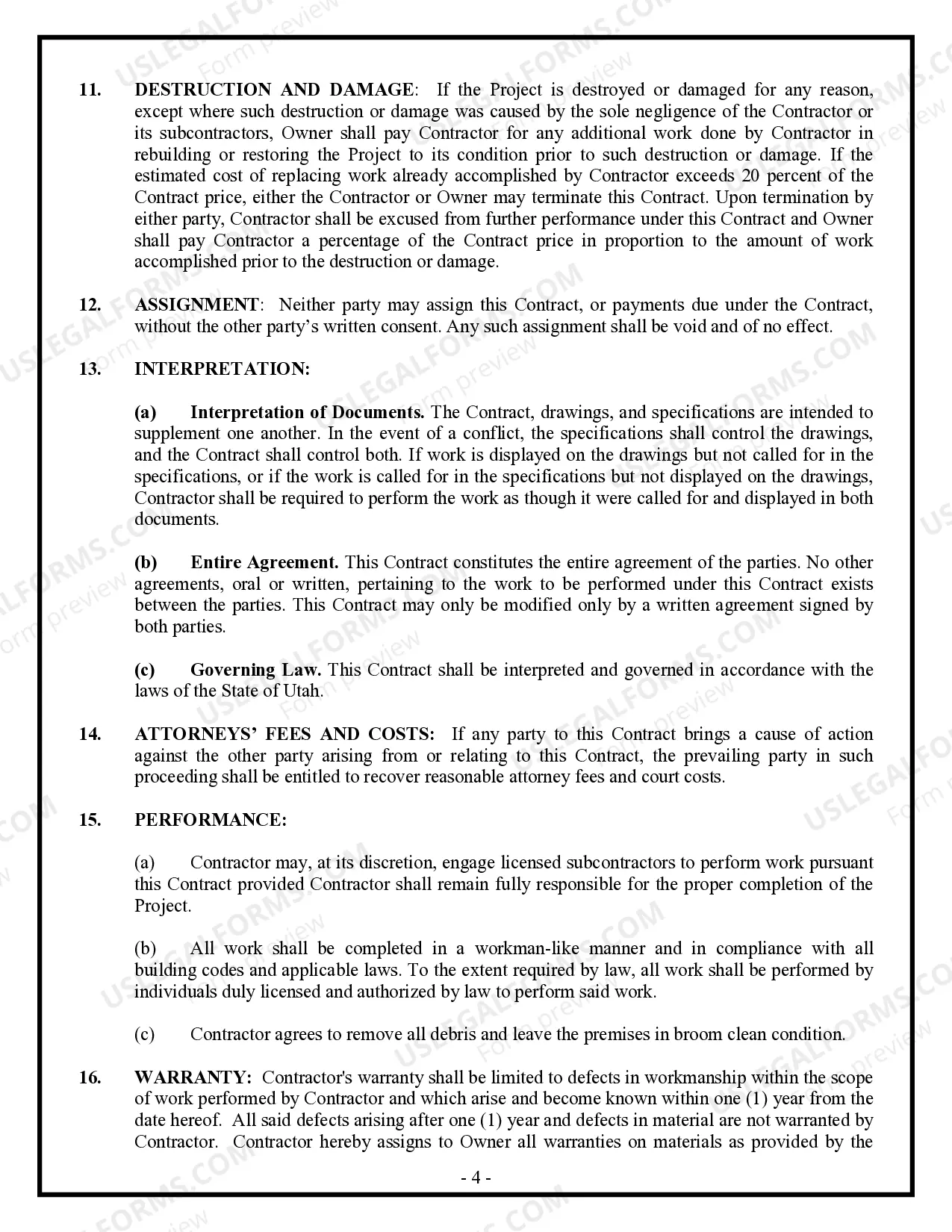 Preview Renovation Contract for Contractor