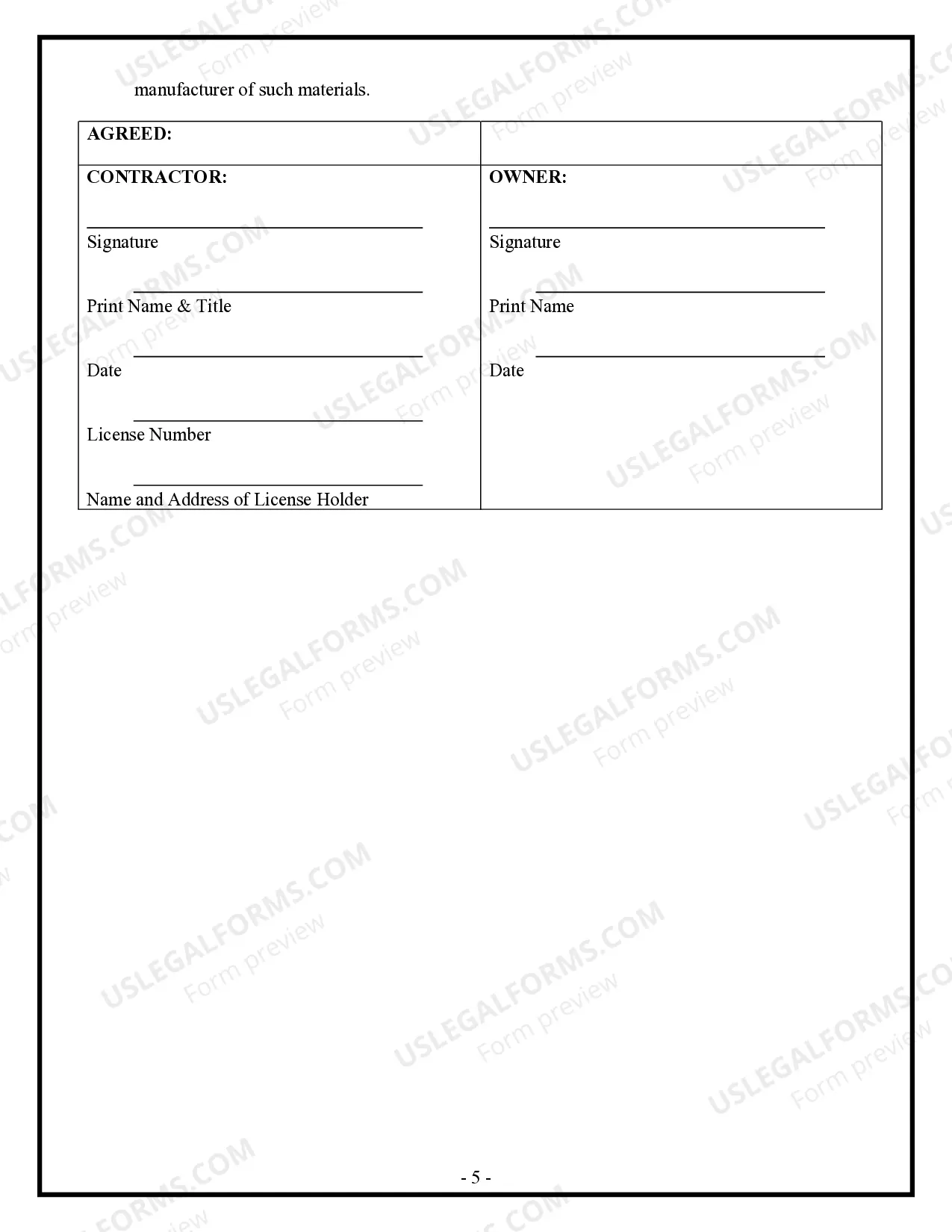 Preview Renovation Contract for Contractor