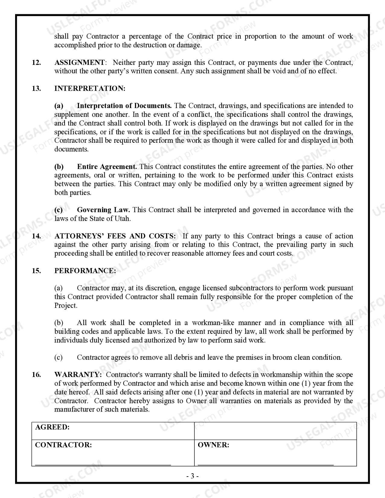 Preview Residential Cleaning Contract for Contractor