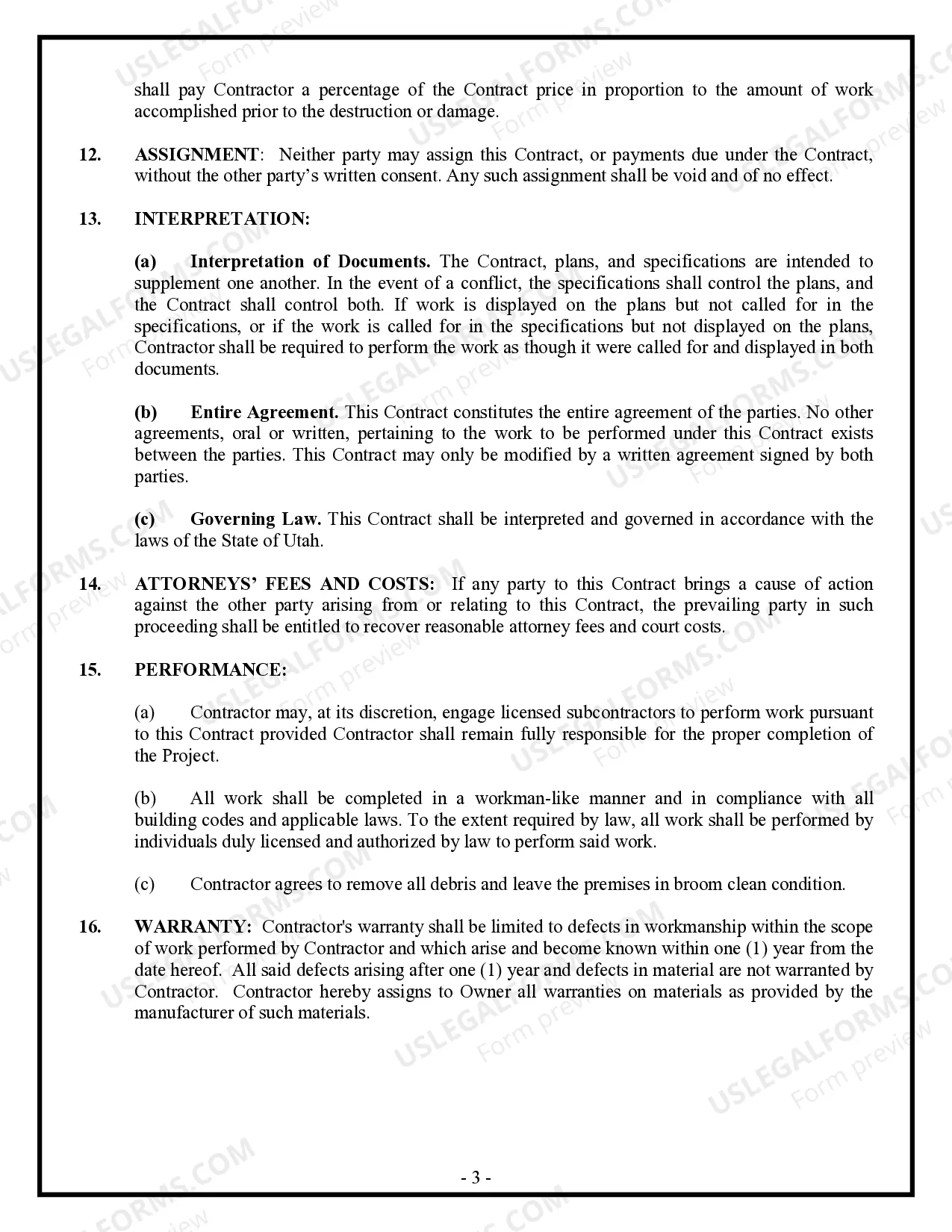 Preview Drainage Contract for Contractor