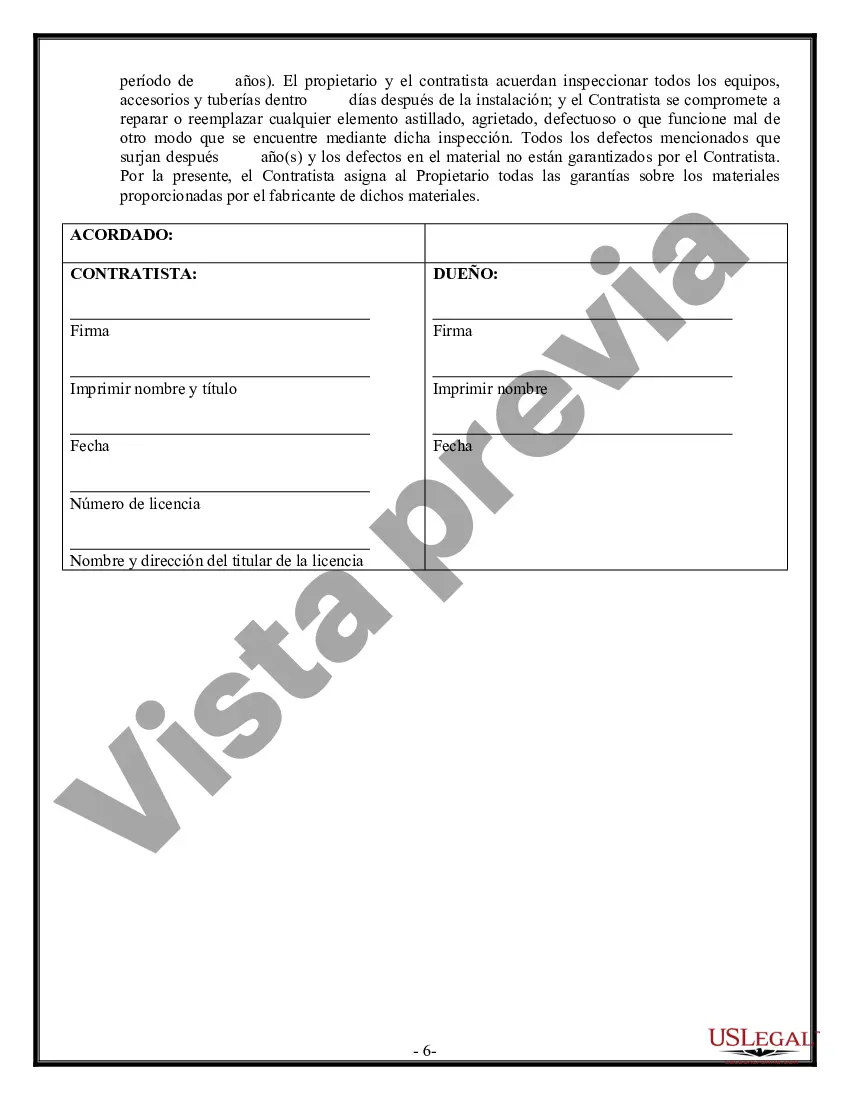 Preview Contrato de plomería para contratista