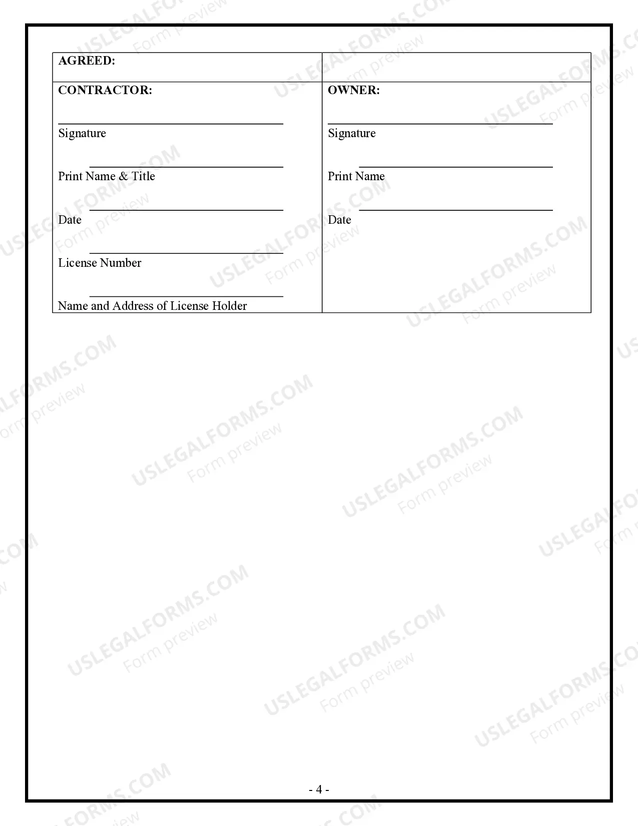 Preview Roofing Contract for Contractor
