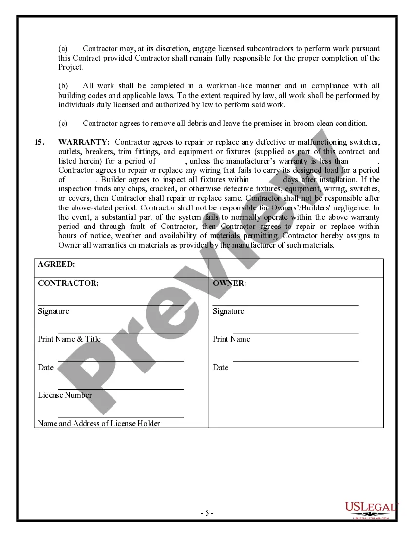 Preview Electrical Contract for Contractor