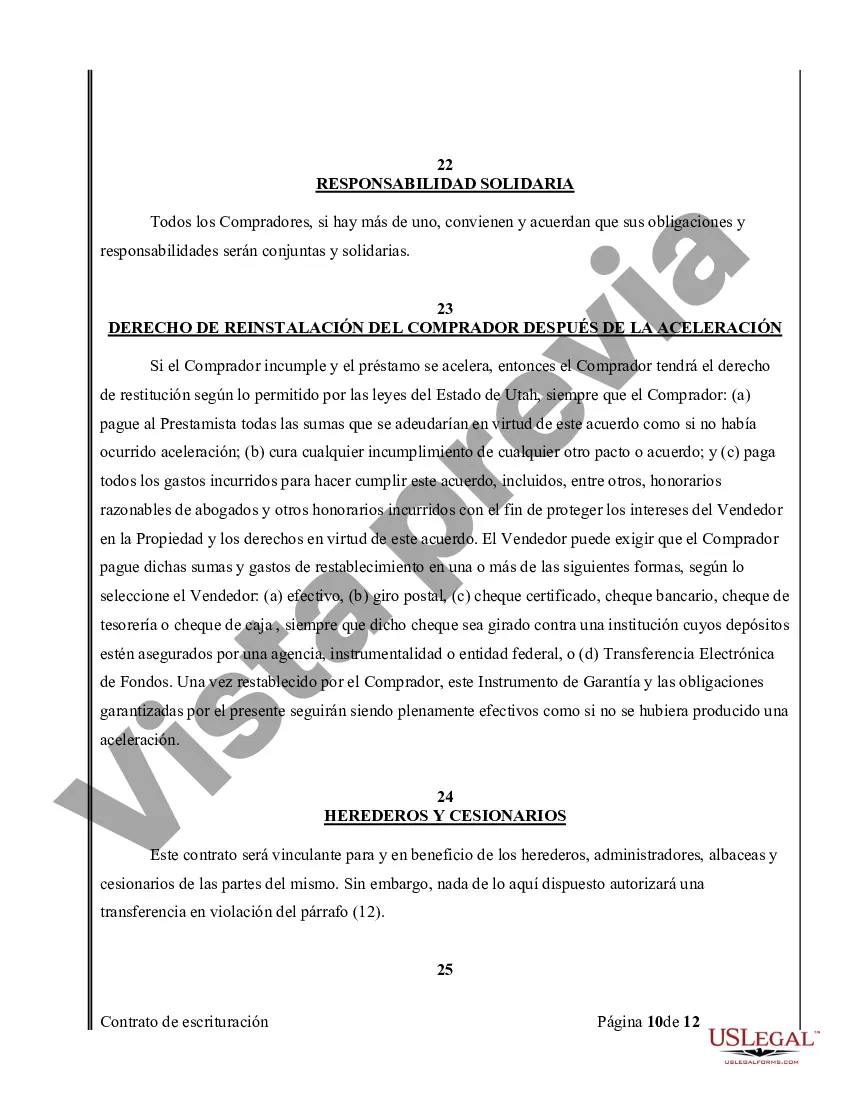 Preview Acuerdo o Contrato de Escritura de Venta y Compra de Bienes Raíces a/k/a Terreno o Contrato de Ejecución