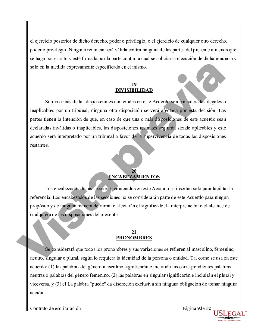 Preview Acuerdo o Contrato de Escritura de Venta y Compra de Bienes Raíces a/k/a Terreno o Contrato de Ejecución