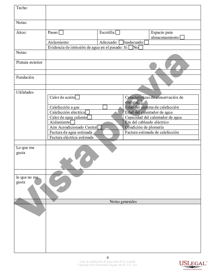 Preview Lista de verificación de inspección de la vivienda del comprador