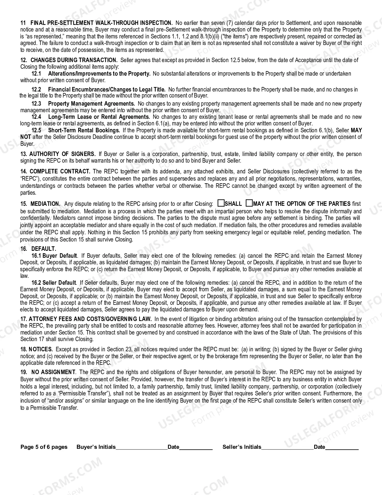Preview Contract for Sale and Purchase of Real Estate with or without broker or agent for Residential Home Sale Agreement