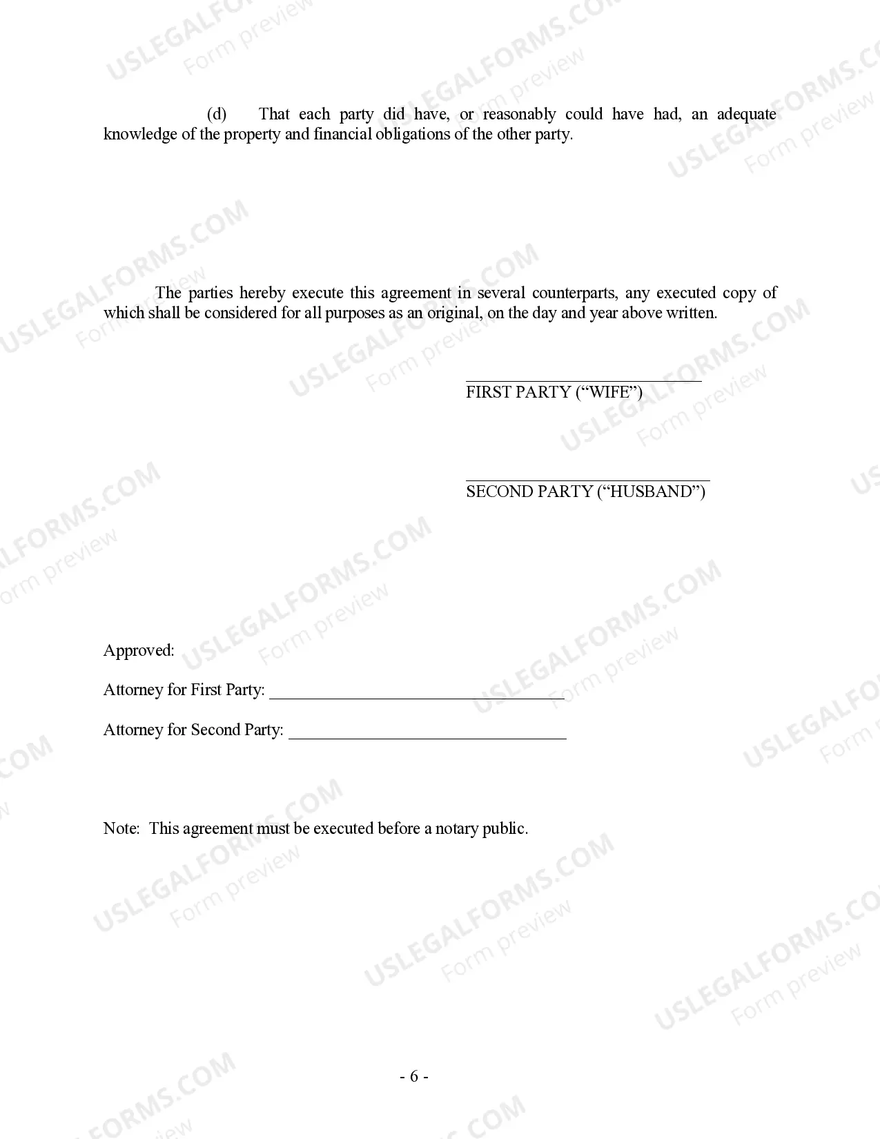 Preview Utah Prenuptial Premarital Agreement without Financial Statements