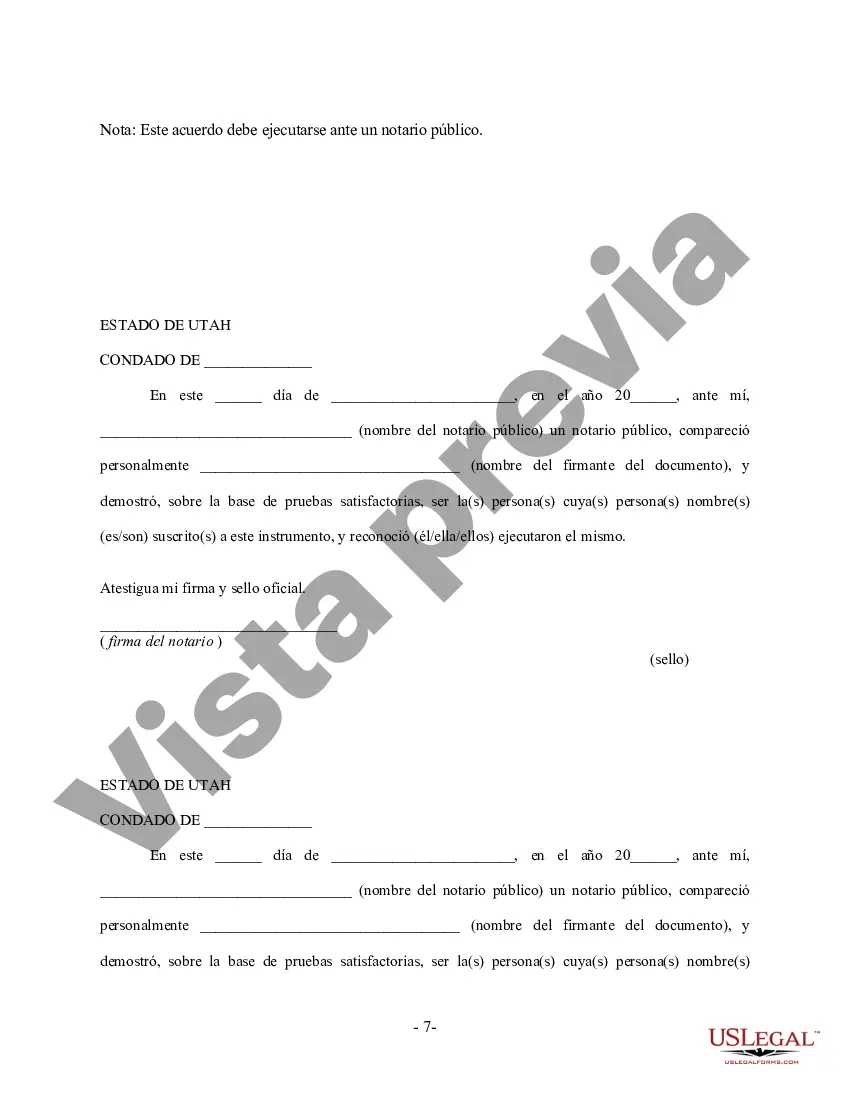 Preview Acuerdo Prenupcial Prematrimonial de Utah - Ley Uniforme de Acuerdo Prematrimonial - con Estados Financieros