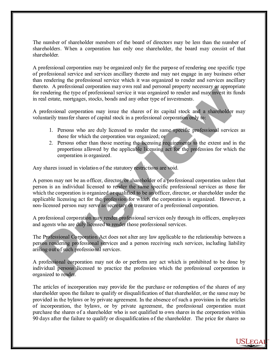 page 2 Professional Corporation Package for Utah preview