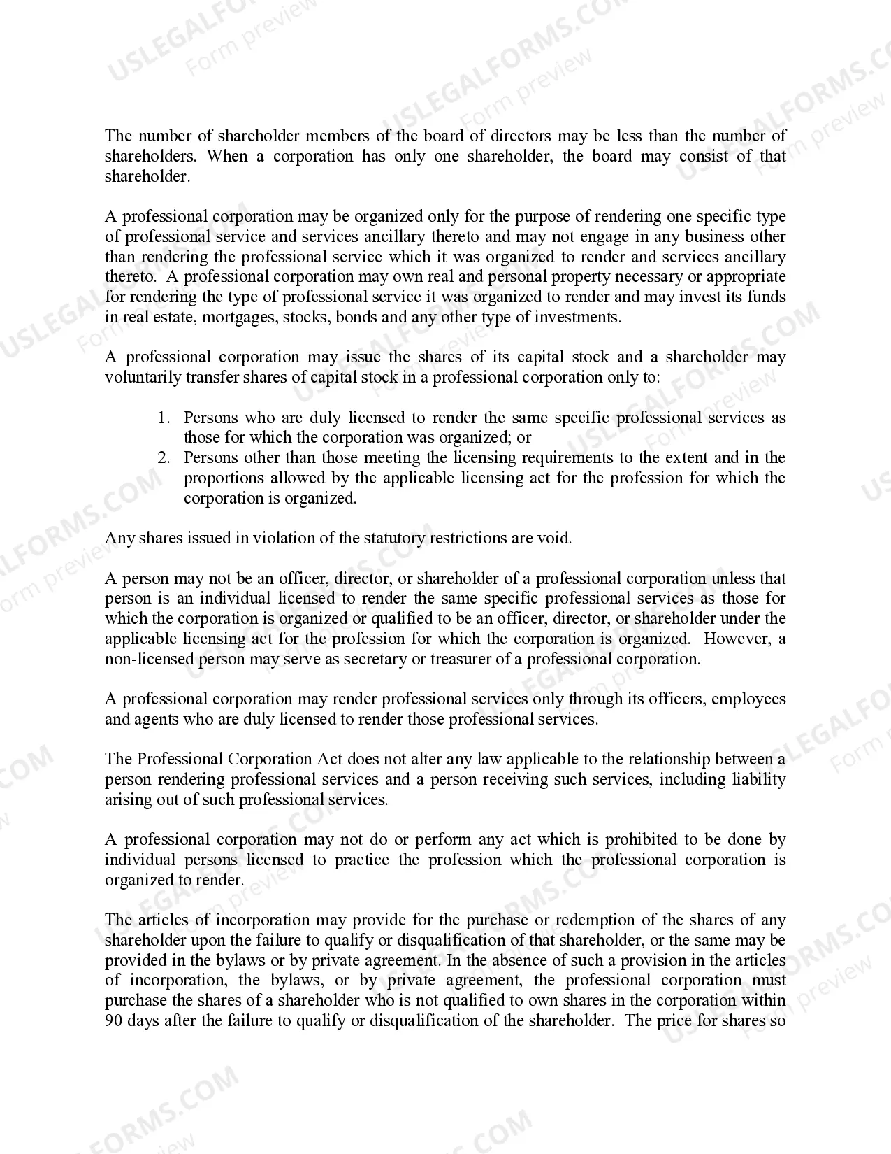 Preview Professional Corporation Package for Utah