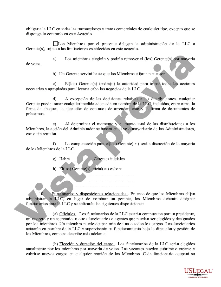 Preview Acuerdo Operativo de Sociedad de Responsabilidad Limitada LLC
