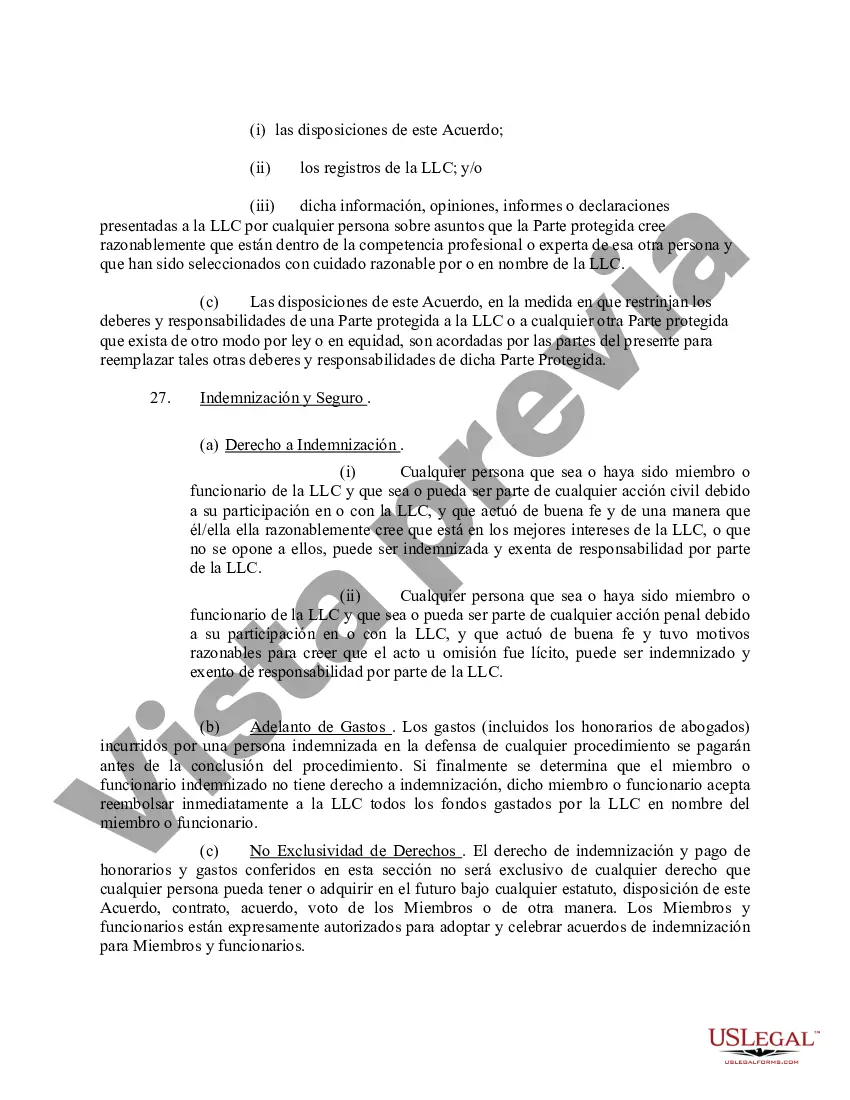 Preview Acuerdo Operativo de Sociedad de Responsabilidad Limitada LLC