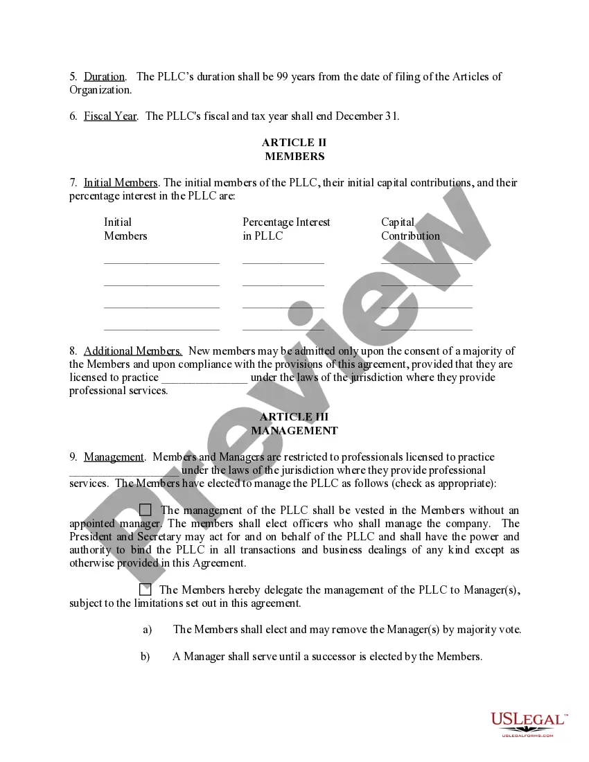 Preview Utah Professional Limited Liability Company PLLC Formation Package