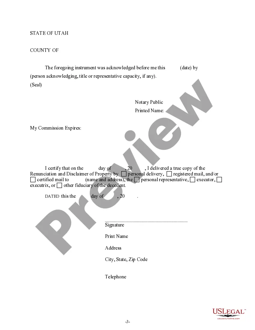 Preview Renunciation And Disclaimer of Property from Will by Testate
