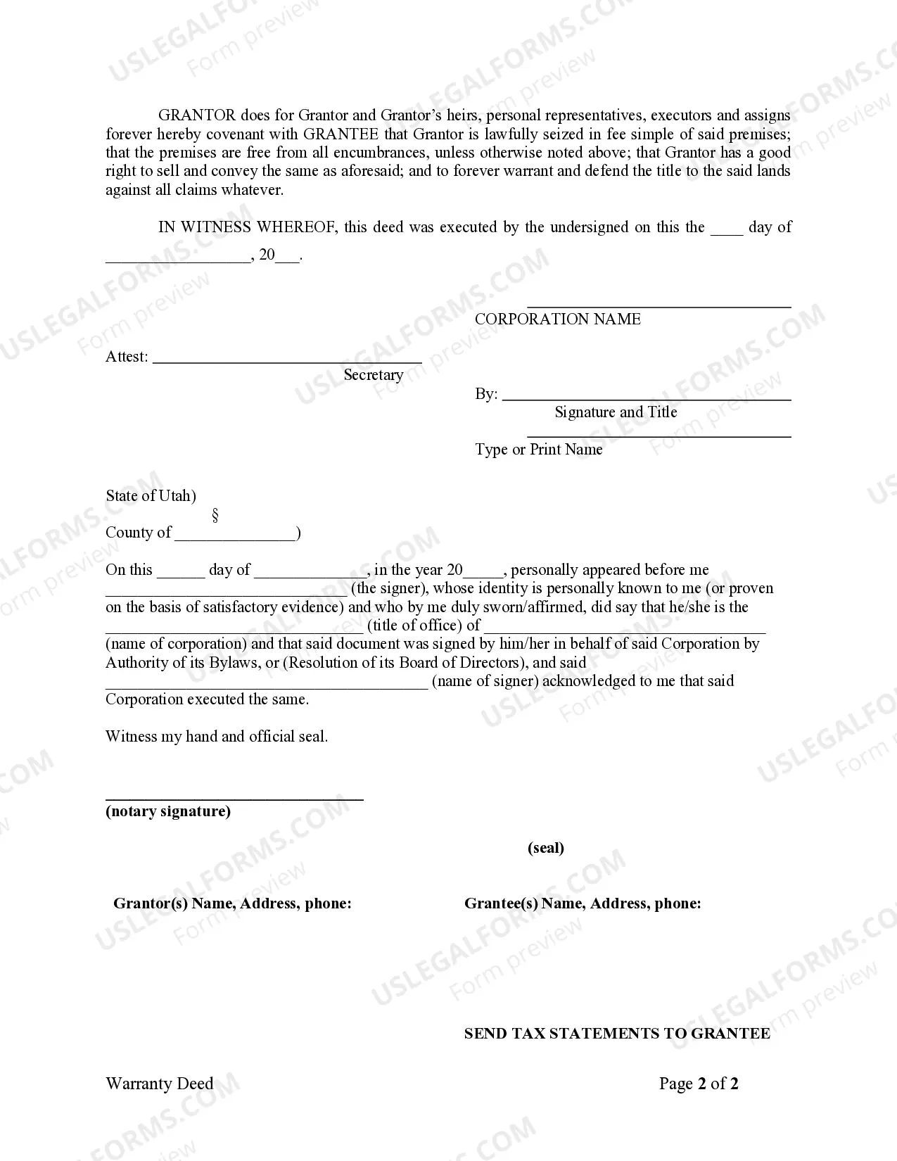Preview Warranty Deed from Corporation to Individual