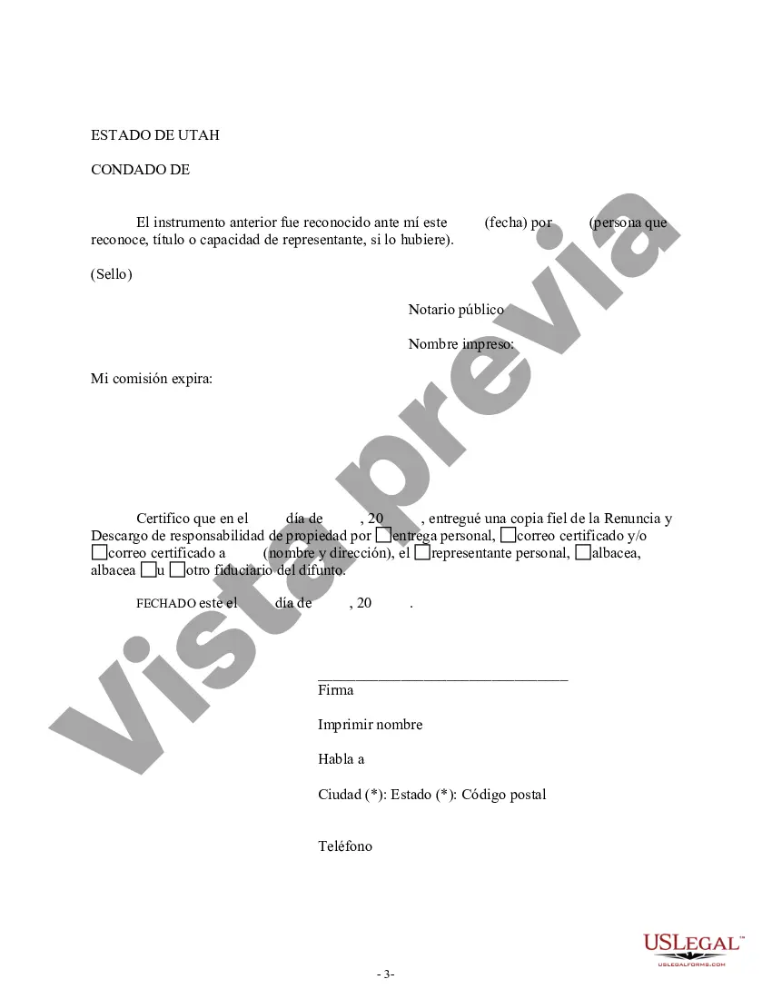 Preview Renuncia y renuncia de tenencia conjunta o interés de tenencia