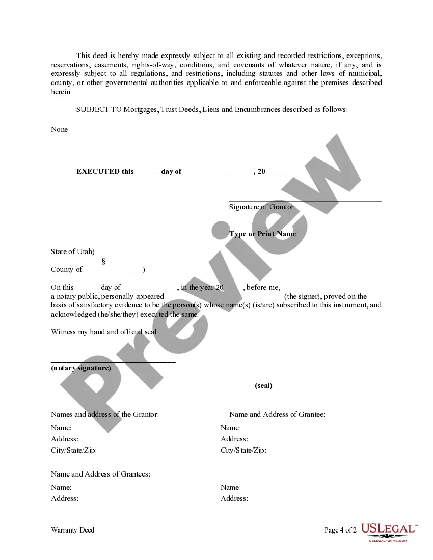 Preview Warranty Deed - One Individual to Three Individuals
