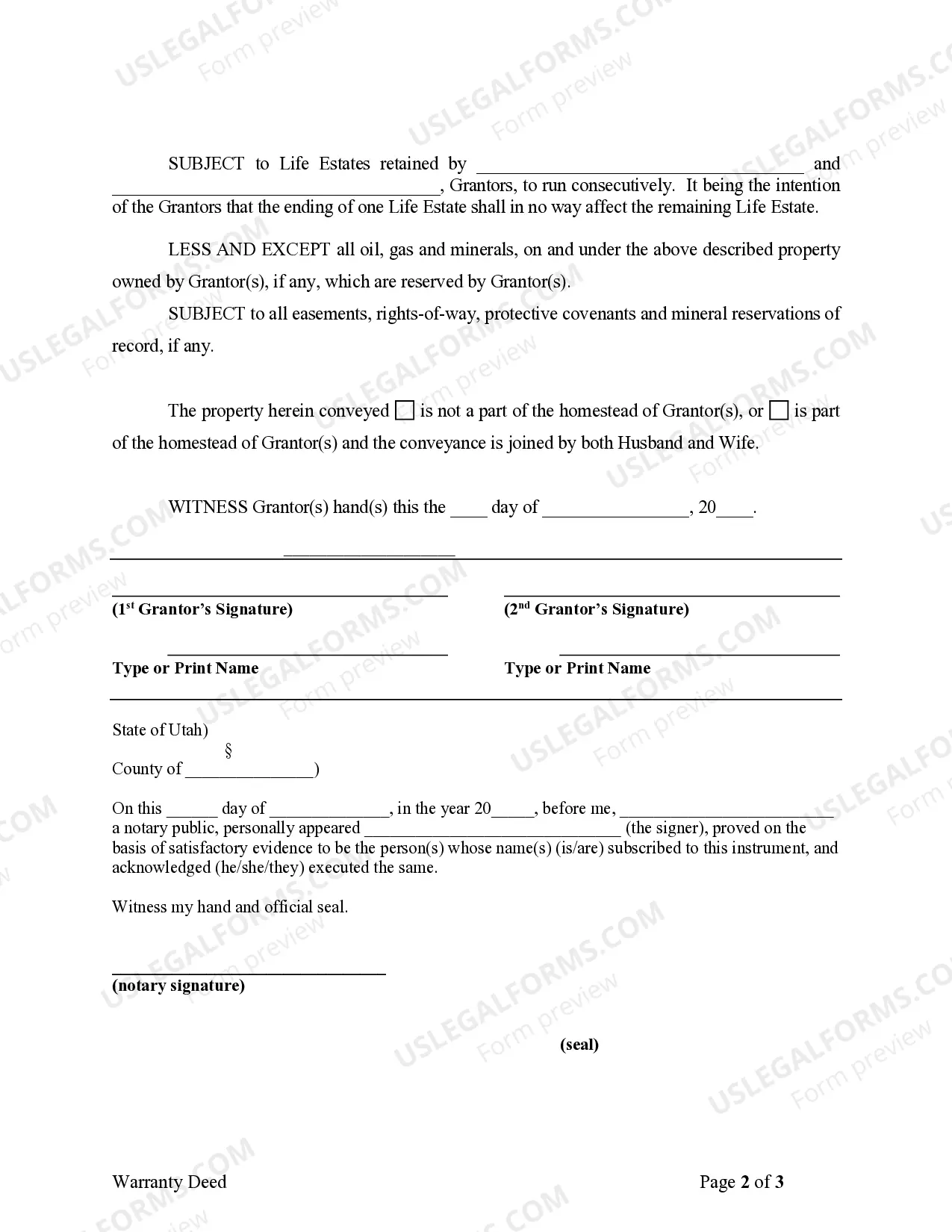Preview Warranty Deed to Child Reserving a Life Estate in the Parents