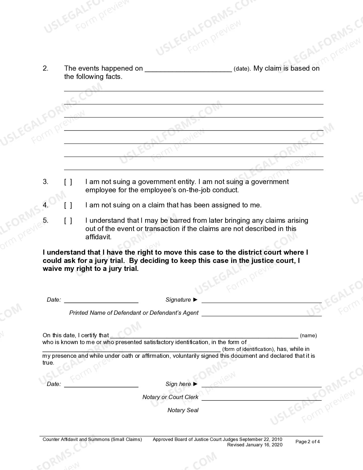 Preview Counter Affidavit and Summons