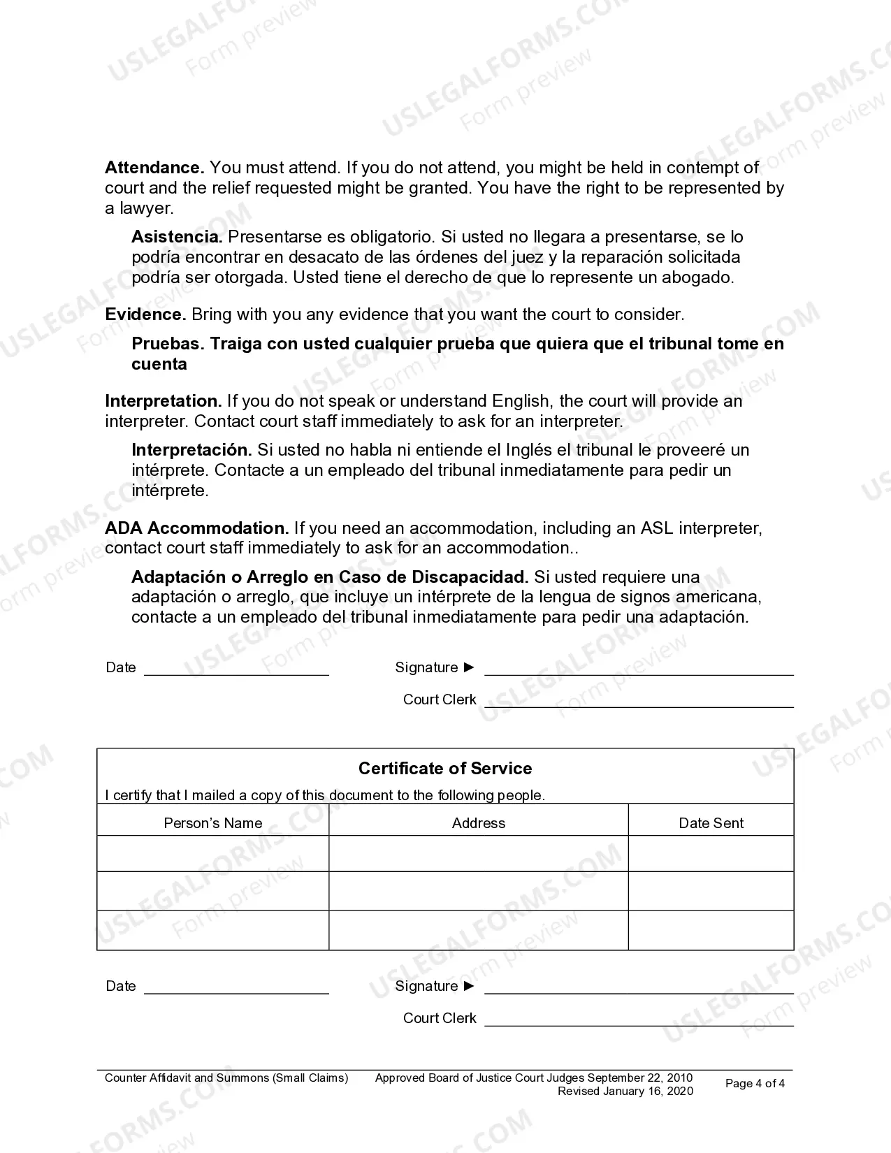 Preview Counter Affidavit and Summons