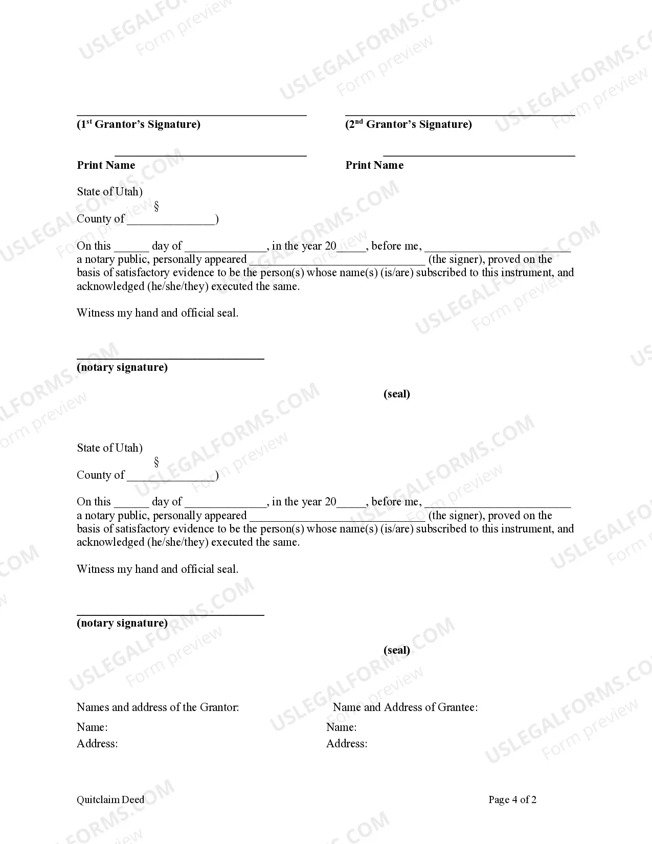 Preview Quitclaim Deed - Two Individuals to Two Individuals