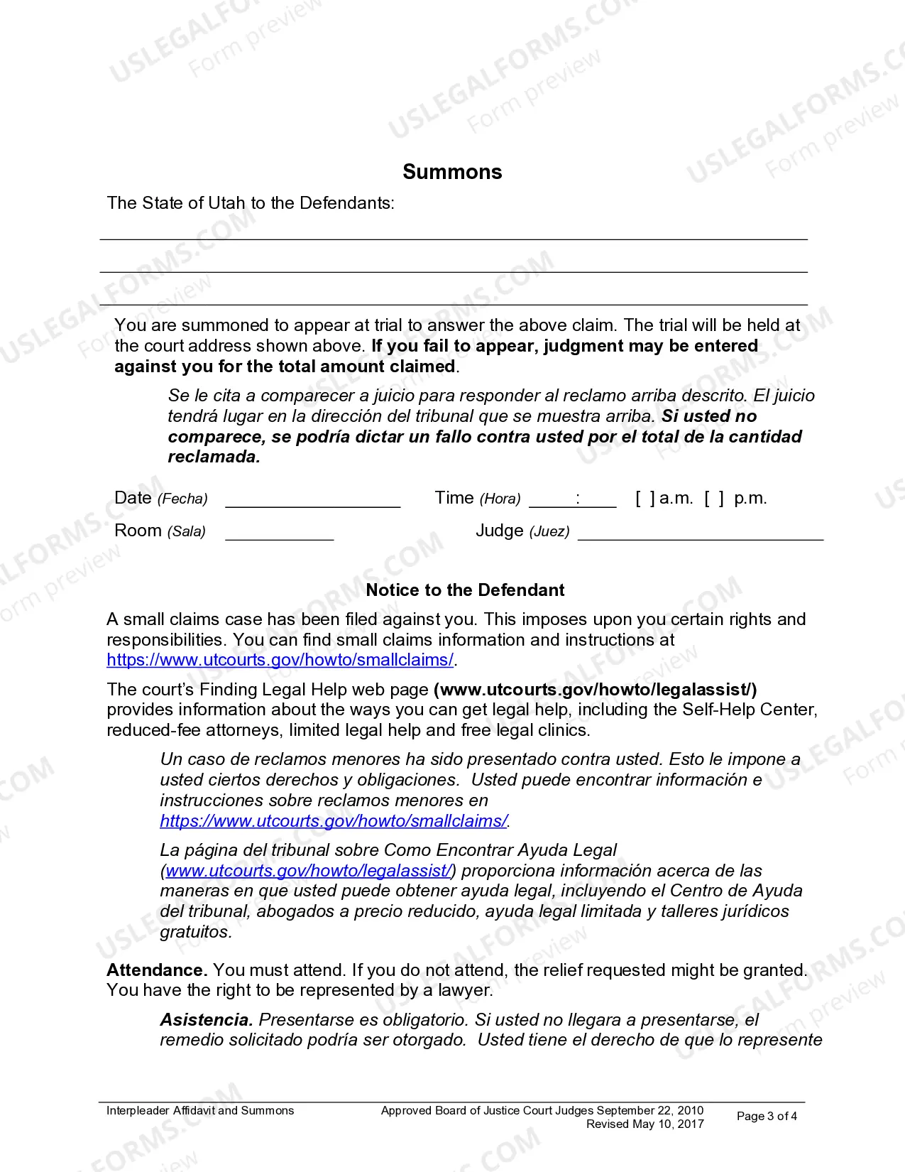 Preview Small Claims Interpleader Affidavit and Order
