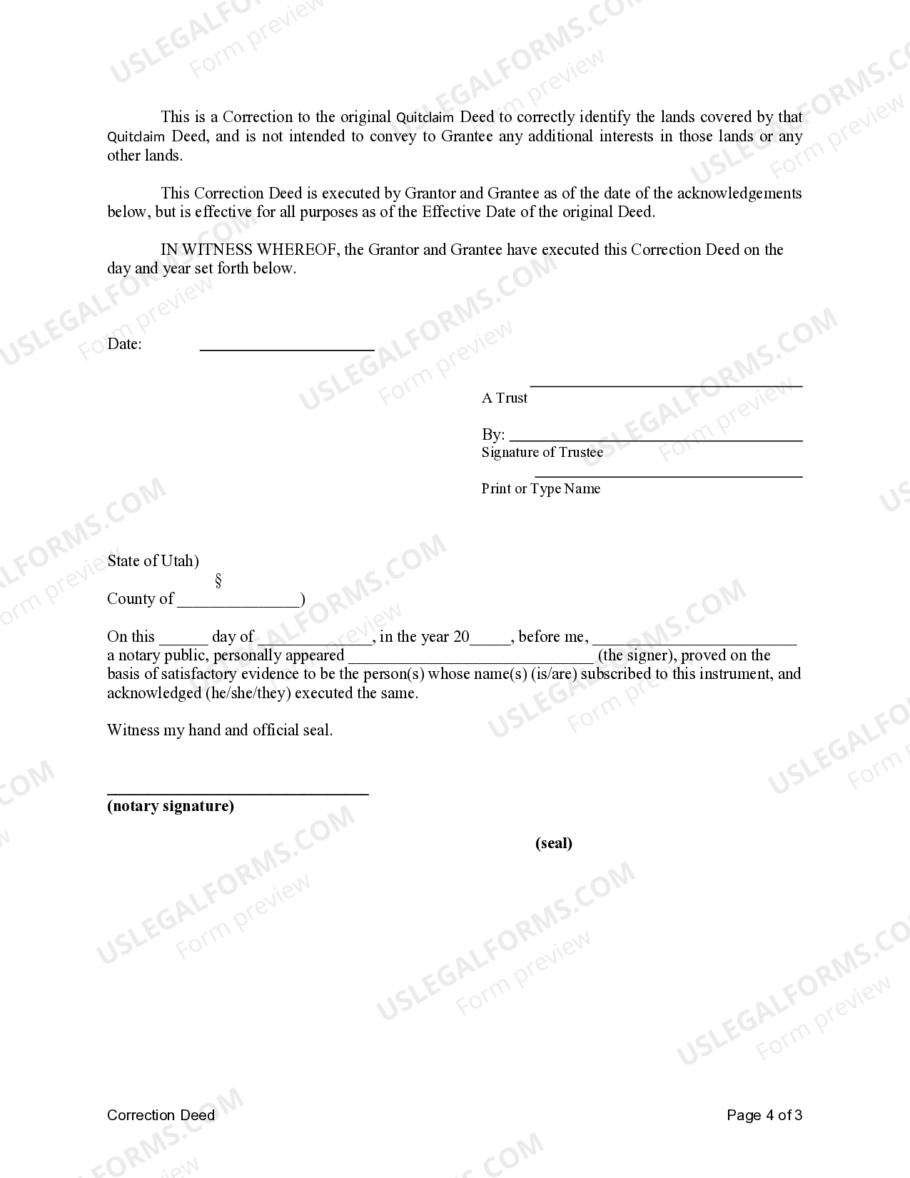Utah Deed Of Trust US Legal Forms