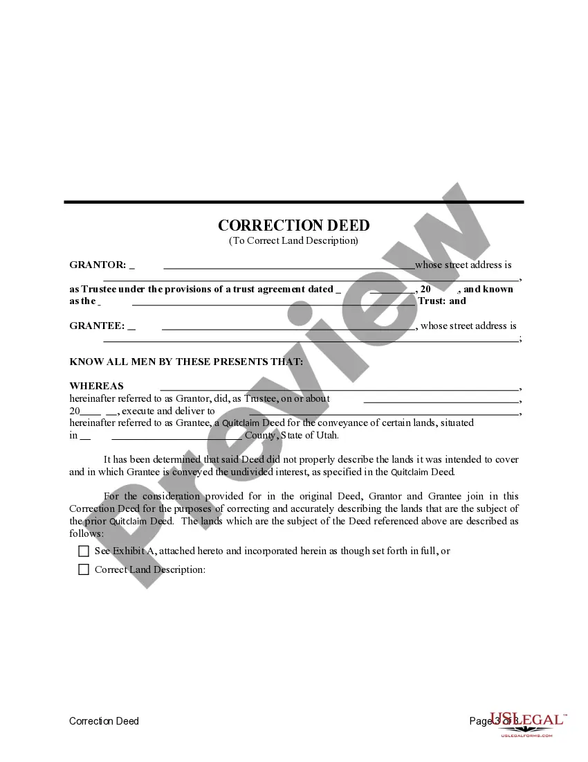 Get Correction Deed - Trust to an Individual Preview Correction Deed - Trust to an Individual