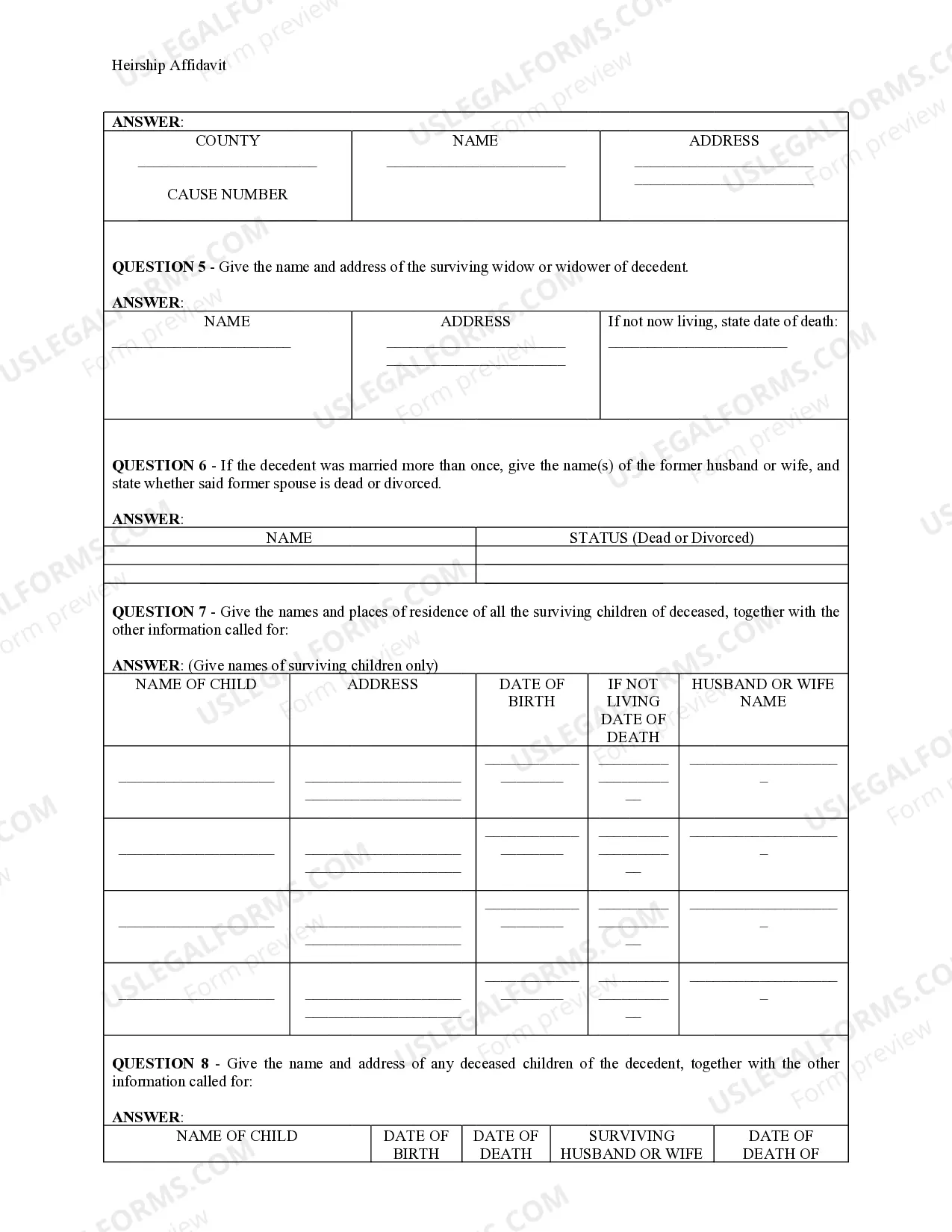 Preview Heirship Affidavit and Identity