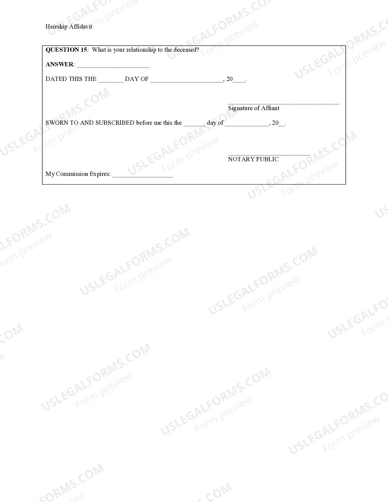 Preview Heirship Affidavit and Identity