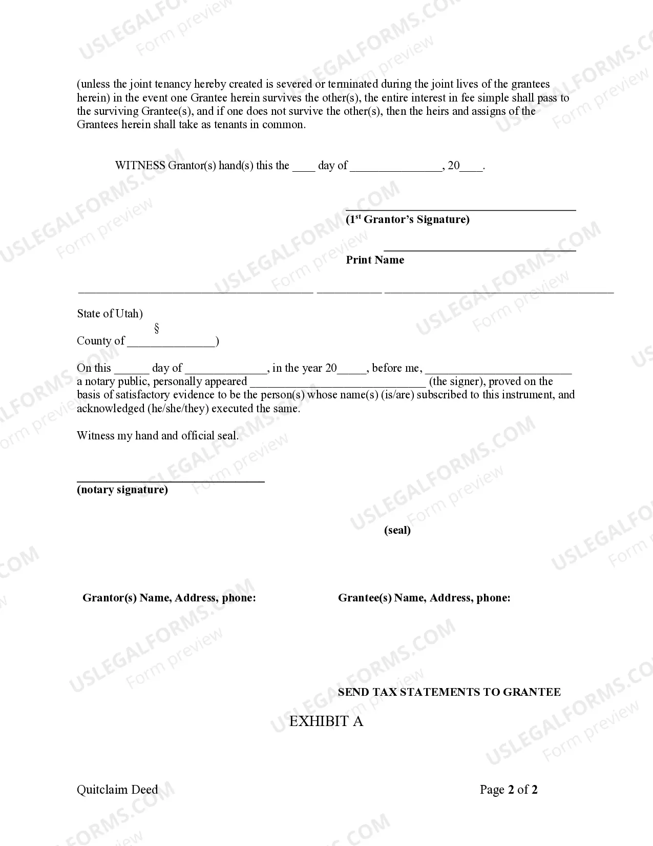 Preview Quitclaim Deed from Individual to Two Individuals in Joint Tenancy