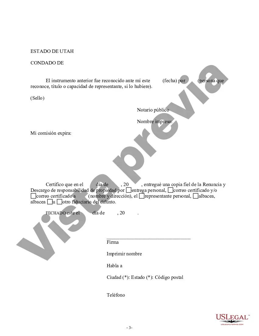 Preview Renuncia y descargo de responsabilidad de los intereses sobre bienes inmuebles