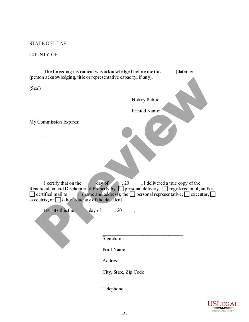 Preview Renunciation And Disclaimer of Property received by Intestate Succession